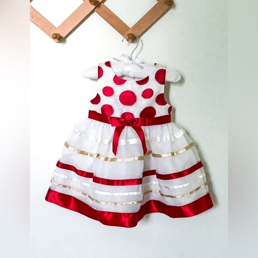 Bonnie Baby |‎ Baby girl Red White & Gold Dress